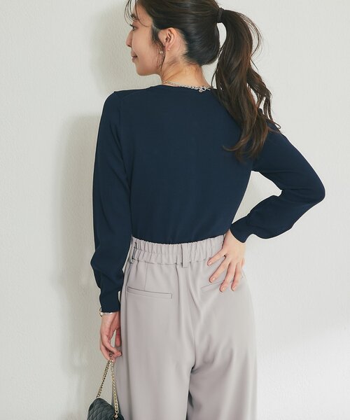 La boutique BonBon（ラブティックボンボン）の「【シリーズ累計お気に入り数1.5万突破！接触冷感・UVカット】クールタッチUVパール釦カーディガン（カーディガン/ボレロ・レディース・ピンク/ネイビー/ホワイト/イエロー・FREE）」の15枚目の写真