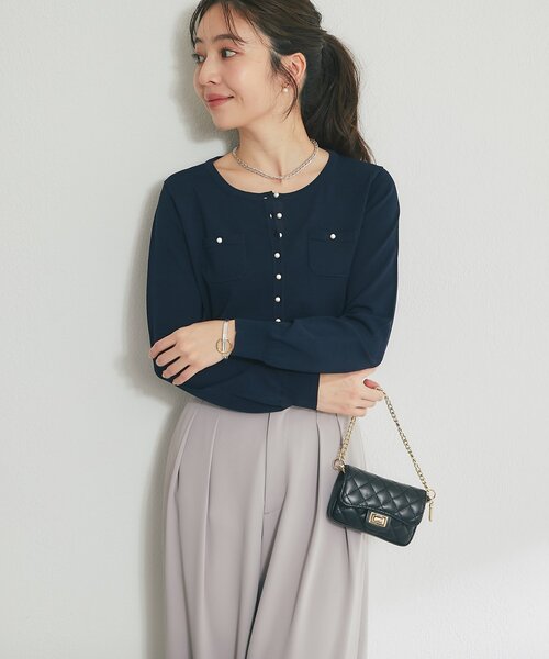 La boutique BonBon（ラブティックボンボン）の「【シリーズ累計お気に入り数1.5万突破！接触冷感・UVカット】クールタッチUVパール釦カーディガン（カーディガン/ボレロ・レディース・ピンク/ネイビー/ホワイト/イエロー・FREE）」の16枚目の写真