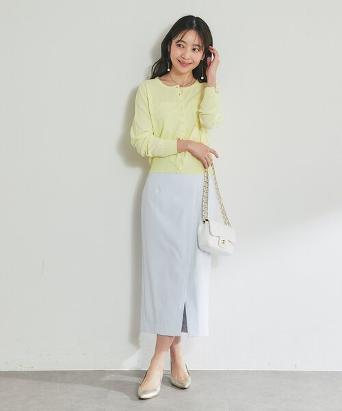 La boutique BonBon（ラブティックボンボン）の「【接触冷感・UVカット】クールタッチUVパール釦カーディガン（カーディガン/ボレロ・レディース・ピンク/ネイビー/ホワイト/イエロー・FREE）」の9枚目の写真