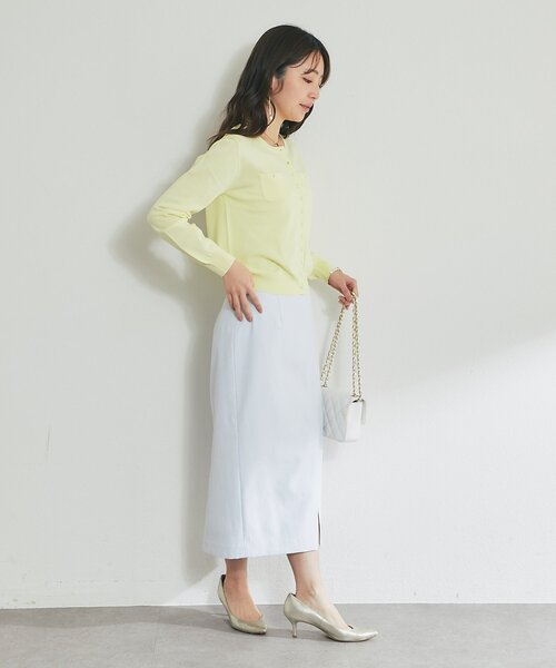 La boutique BonBon（ラブティックボンボン）の「【接触冷感・UVカット】クールタッチUVパール釦カーディガン（カーディガン/ボレロ・レディース・ピンク/ネイビー/ホワイト/イエロー・FREE）」の11枚目の写真