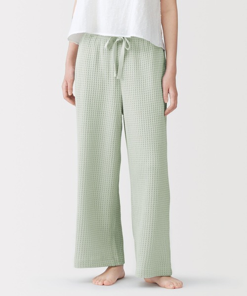 無印良品（ムジルシリョウヒン）の「婦人　ざっくり編んだ　ロングパンツ（ルームウェア/パジャマ・レディース・アイボリー/ブラック/グリーン系・S/M/L/XL）」の3枚目の写真