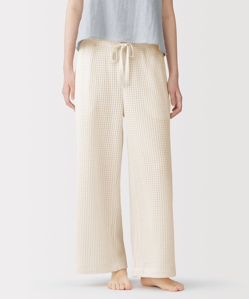 無印良品（ムジルシリョウヒン）の「婦人　ざっくり編んだ　ロングパンツ（ルームウェア/パジャマ・レディース・アイボリー/ブラック/グリーン系・S/M/L/XL）」の2枚目の写真