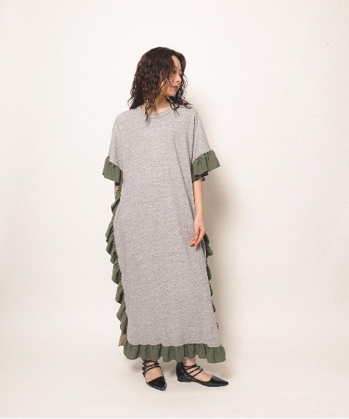 GO TO HOLLYWOOD(ゴートゥーハリウッド)の「Cotton Jersey Ruffled Dress(ドレス・レディース・チャコールグレー/グレー・M/L)」の4枚目の写真