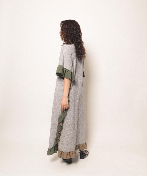GO TO HOLLYWOOD(ゴートゥーハリウッド)の「Cotton Jersey Ruffled Dress(ドレス・レディース・チャコールグレー/グレー・M/L)」の6枚目の写真