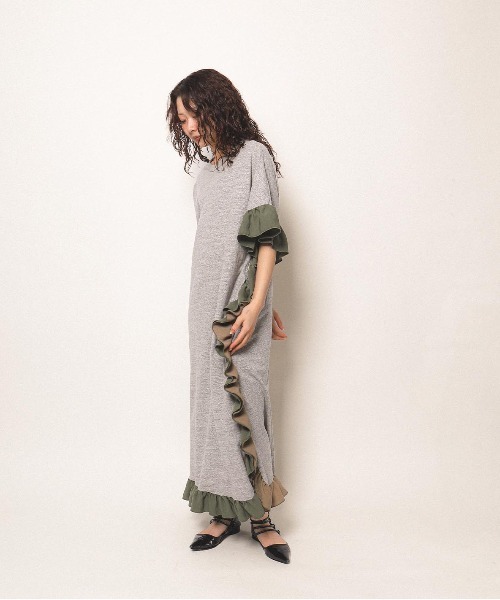 GO TO HOLLYWOOD(ゴートゥーハリウッド)の「Cotton Jersey Ruffled Dress(ドレス・レディース・チャコールグレー/グレー・M/L)」の5枚目の写真