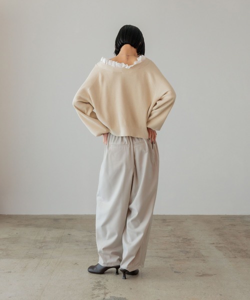 LOWRYS FARM（ローリーズファーム）の「レースドッキングＶカーディガン 654890（カーディガン/ボレロ・レディース・ブラック/ベージュ/グレー・FREE）」の12枚目の写真