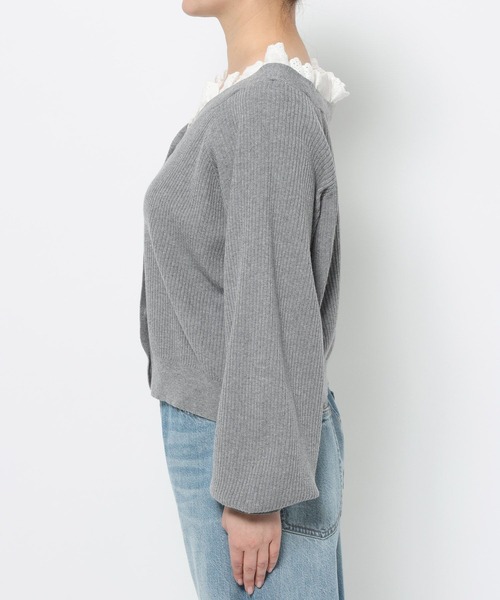 LOWRYS FARM（ローリーズファーム）の「レースドッキングＶカーディガン 654890（カーディガン/ボレロ・レディース・ブラック/ベージュ/グレー・FREE）」の22枚目の写真