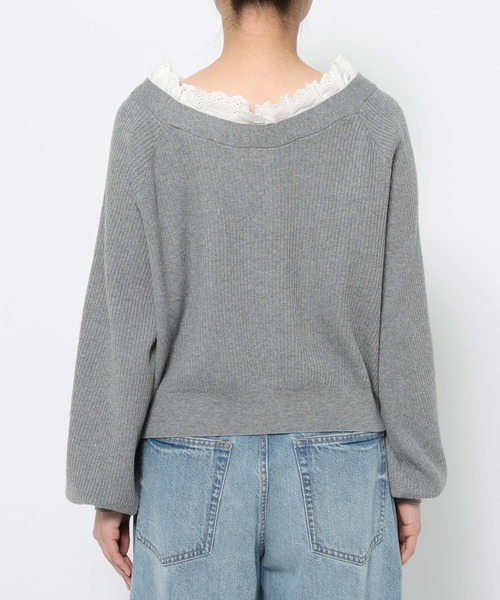 LOWRYS FARM（ローリーズファーム）の「レースドッキングＶカーディガン 654890（カーディガン/ボレロ・レディース・ブラック/ベージュ/グレー・FREE）」の21枚目の写真