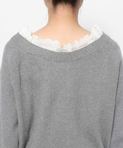 LOWRYS FARM（ローリーズファーム）の「レースドッキングＶカーディガン 654890（カーディガン/ボレロ・レディース・ブラック/ベージュ/グレー・FREE）」の16枚目の写真