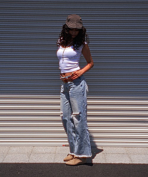 GOSSIP CLUB(ゴシップクラブ)の「スタッズダメージデニムパンツ(デニムパンツ・レディース・ブラウン/ブルー・MEDIUM/SMALL)」の14枚目の写真