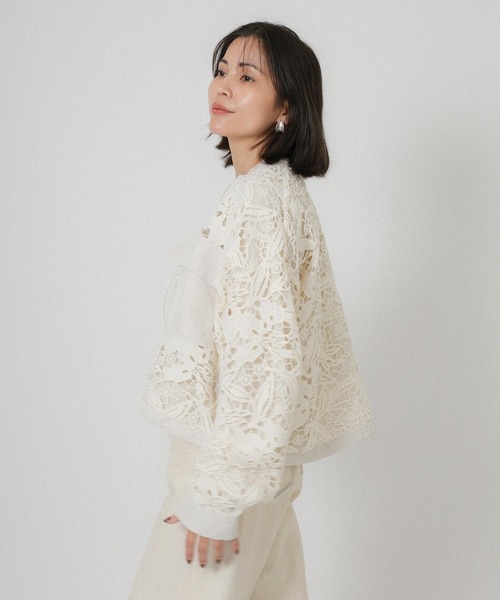 Floran（フローラン）の「レースジャケット（ブルゾン・レディース・ブラック/アイボリー・FREE）」の12枚目の写真