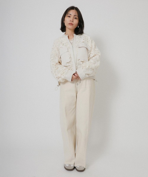 Floran（フローラン）の「レースジャケット（ブルゾン・レディース・ブラック/アイボリー・FREE）」の4枚目の写真