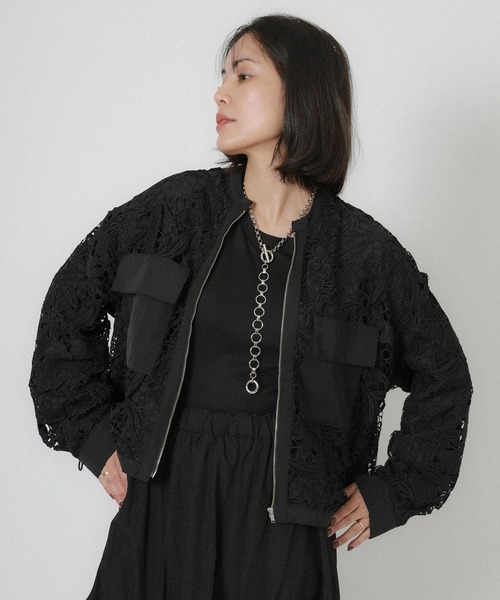 Floran（フローラン）の「レースジャケット（ブルゾン・レディース・ブラック/アイボリー・FREE）」の14枚目の写真