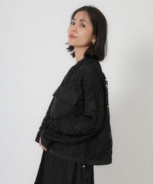 Floran（フローラン）の「レースジャケット（ブルゾン・レディース・ブラック/アイボリー・FREE）」の15枚目の写真