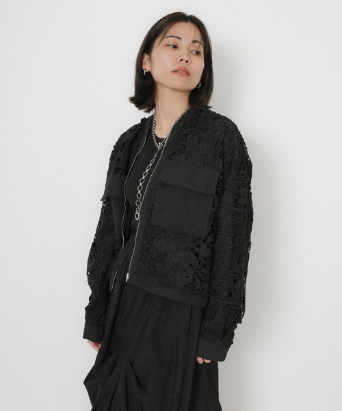 Floran（フローラン）の「レースジャケット（ブルゾン・レディース・ブラック/アイボリー・FREE）」の10枚目の写真