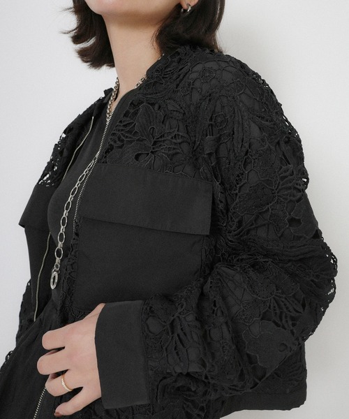 Floran（フローラン）の「レースジャケット（ブルゾン・レディース・ブラック/アイボリー・FREE）」の9枚目の写真
