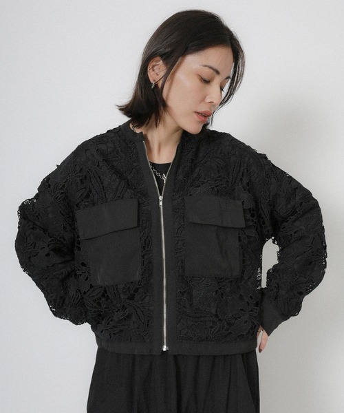 Floran（フローラン）の「レースジャケット（ブルゾン・レディース・ブラック/アイボリー・FREE）」の21枚目の写真