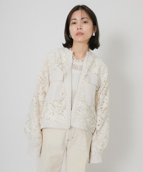 Floran（フローラン）の「レースジャケット（ブルゾン・レディース・ブラック/アイボリー・FREE）」の17枚目の写真