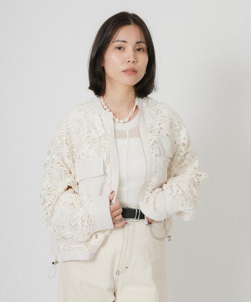 Floran（フローラン）の「レースジャケット（ブルゾン・レディース・ブラック/アイボリー・FREE）」の20枚目の写真