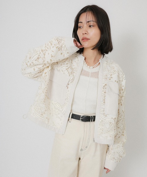 Floran（フローラン）の「レースジャケット（ブルゾン・レディース・ブラック/アイボリー・FREE）」の11枚目の写真