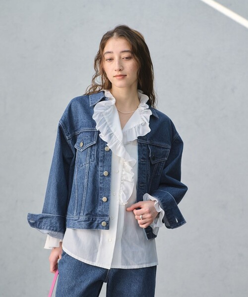 UNITED ARROWS（ユナイテッドアローズ）の「3rd デニムジャケット（デニムジャケット・レディース・ターコイズブルー系/ロイヤルブルー・36/38）」の3枚目の写真