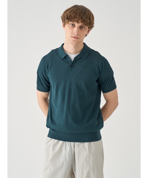 JOHN SMEDLEY(ジョンスメドレー)の「コットン テクスチャニットポロシャツ(ポロシャツ・メンズ・グリーン系・L)」の3枚目の写真