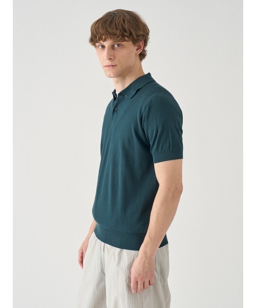 JOHN SMEDLEY(ジョンスメドレー)の「コットン テクスチャニットポロシャツ(ポロシャツ・メンズ・グリーン系・L)」の5枚目の写真