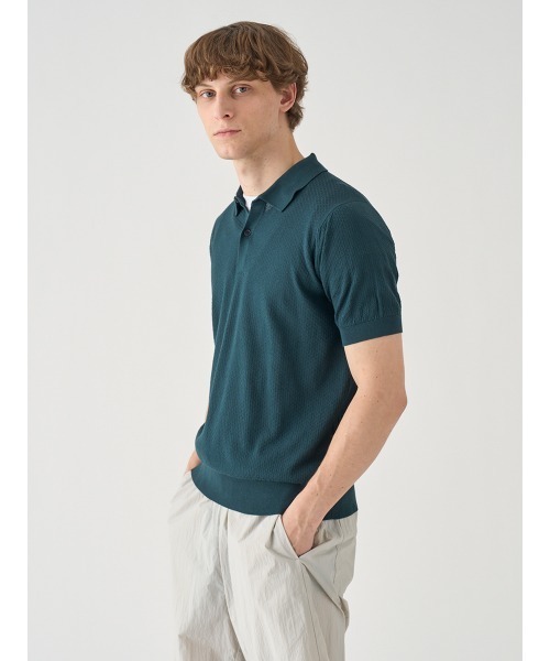 JOHN SMEDLEY(ジョンスメドレー)の「コットン テクスチャニットポロシャツ(ポロシャツ・メンズ・グリーン系・L)」の6枚目の写真