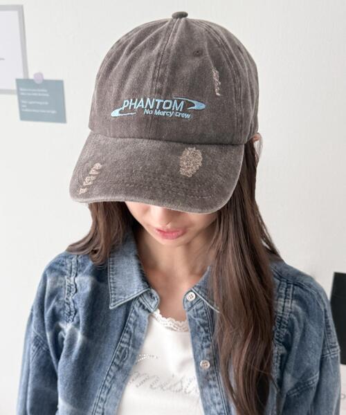 WEGO(ウィゴー)の「WEGO/PHANTOMロゴダメージキャップ(キャップ・レディース・その他1/スミクロ/ブラウン・FREE)」の7枚目の写真