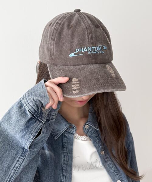 WEGO(ウィゴー)の「WEGO/PHANTOMロゴダメージキャップ(キャップ・レディース・その他1/スミクロ/ブラウン・FREE)」の8枚目の写真