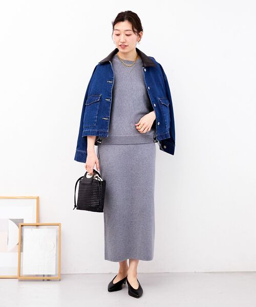 le.coeur blanc（ルクールブラン）の「スウェットライクニットスカート（スカート・レディース・ライトグレー/チャコールグレー・38）」の7枚目の写真