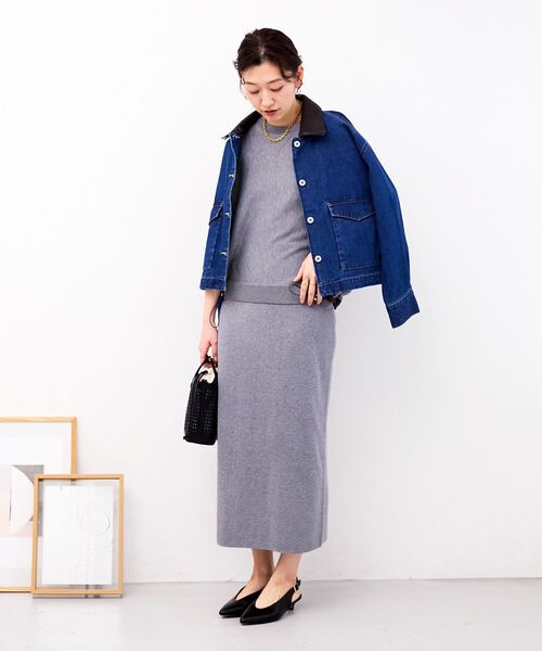 le.coeur blanc（ルクールブラン）の「スウェットライクニットスカート（スカート・レディース・ライトグレー/チャコールグレー・38）」の8枚目の写真