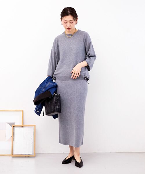 le.coeur blanc（ルクールブラン）の「スウェットライクニットスカート（スカート・レディース・ライトグレー/チャコールグレー・38）」の9枚目の写真