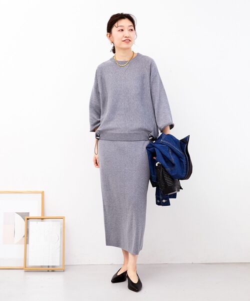 le.coeur blanc（ルクールブラン）の「スウェットライクニットスカート（スカート・レディース・ライトグレー/チャコールグレー・38）」の12枚目の写真
