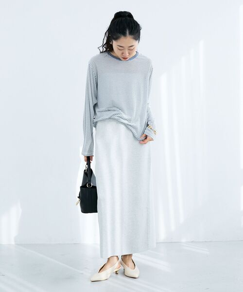 le.coeur blanc（ルクールブラン）の「スウェットライクニットスカート（スカート・レディース・ライトグレー/チャコールグレー・38）」の19枚目の写真