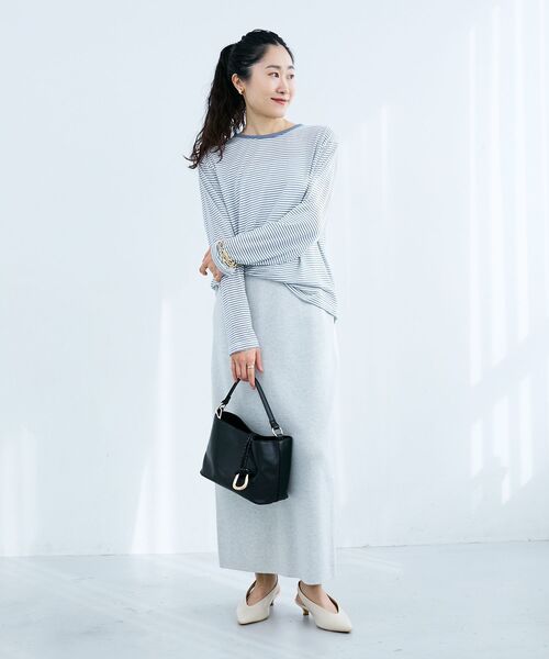 le.coeur blanc（ルクールブラン）の「スウェットライクニットスカート（スカート・レディース・ライトグレー/チャコールグレー・38）」の21枚目の写真