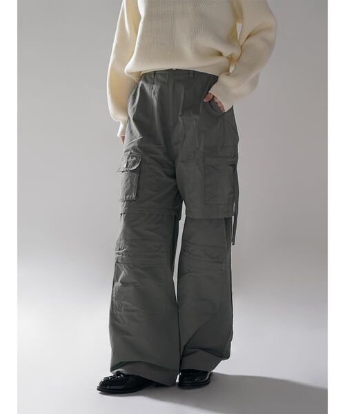 :ETHROF(イーサオブ)の「FAKE LAYERED CARGO WIDE PANTS(カーゴパンツ・レディース・カーキ/ブラック・MEDIUM)」の4枚目の写真