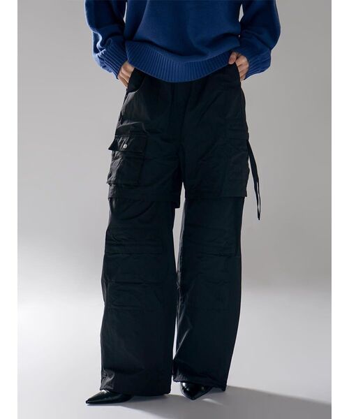 :ETHROF(イーサオブ)の「FAKE LAYERED CARGO WIDE PANTS(カーゴパンツ・レディース・カーキ/ブラック・MEDIUM)」の5枚目の写真