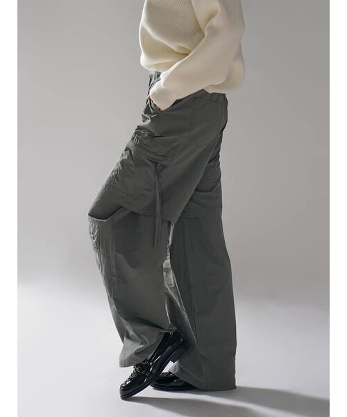 :ETHROF(イーサオブ)の「FAKE LAYERED CARGO WIDE PANTS(カーゴパンツ・レディース・カーキ/ブラック・MEDIUM)」の6枚目の写真
