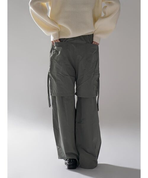 :ETHROF(イーサオブ)の「FAKE LAYERED CARGO WIDE PANTS(カーゴパンツ・レディース・カーキ/ブラック・MEDIUM)」の8枚目の写真