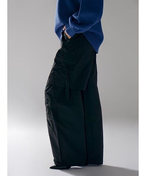 :ETHROF(イーサオブ)の「FAKE LAYERED CARGO WIDE PANTS(カーゴパンツ・レディース・カーキ/ブラック・MEDIUM)」の10枚目の写真