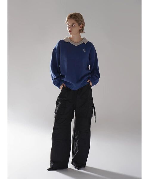 :ETHROF(イーサオブ)の「FAKE LAYERED CARGO WIDE PANTS(カーゴパンツ・レディース・カーキ/ブラック・MEDIUM)」の13枚目の写真