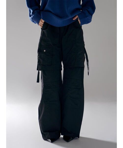 :ETHROF(イーサオブ)の「FAKE LAYERED CARGO WIDE PANTS(カーゴパンツ・レディース・カーキ/ブラック・MEDIUM)」の2枚目の写真