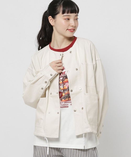 niko and...（ニコアンド）の「オックスダブルボタンカバーオール（カバーオール・レディース・アイボリー/チャコール/ナチュラル・LARGE/MEDIUM）」の3枚目の写真