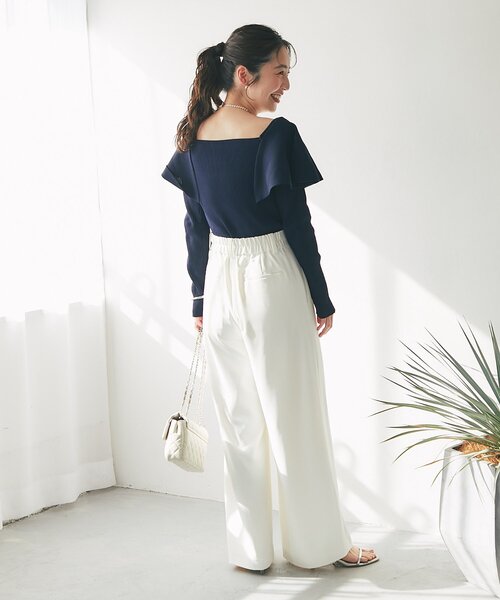 La boutique BonBon（ラブティックボンボン）の「【今すぐお届け！・女子力UP】ラッフルフリルニット（ニット/セーター・レディース・オフホワイト/サックスブルー/ネイビー・FREE）」の18枚目の写真