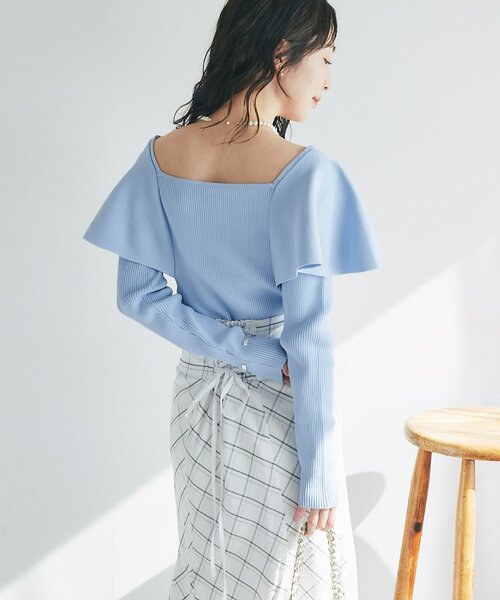 La boutique BonBon（ラブティックボンボン）の「【今すぐお届け！・女子力UP】ラッフルフリルニット（ニット/セーター・レディース・オフホワイト/サックスブルー/ネイビー・FREE）」の22枚目の写真