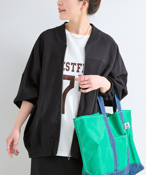 B.C STOCK(ベーセーストック)の「レーヨンツイルブルゾン(ブルゾン・レディース・ベージュ/ブラック・FREE)」の2枚目の写真