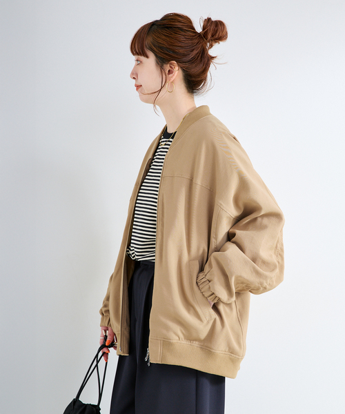 B.C STOCK(ベーセーストック)の「レーヨンツイルブルゾン(ブルゾン・レディース・ベージュ/ブラック・FREE)」の15枚目の写真