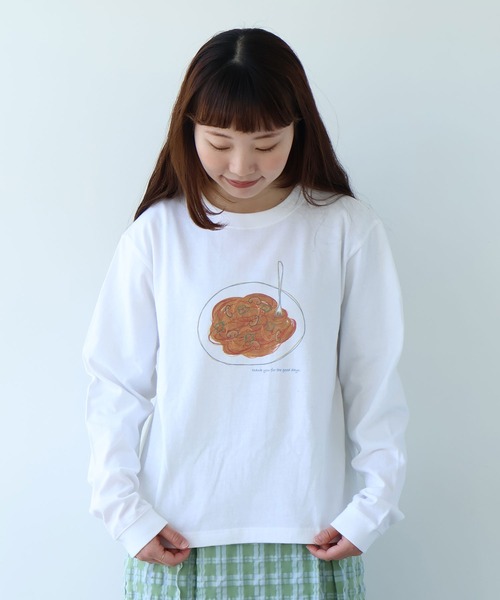 bulle de savon（ビュルデサボン）の「【別注】ナポリタン ロンＴ（Tシャツ/カットソー・レディース・ホワイト・FREE）」の2枚目の写真