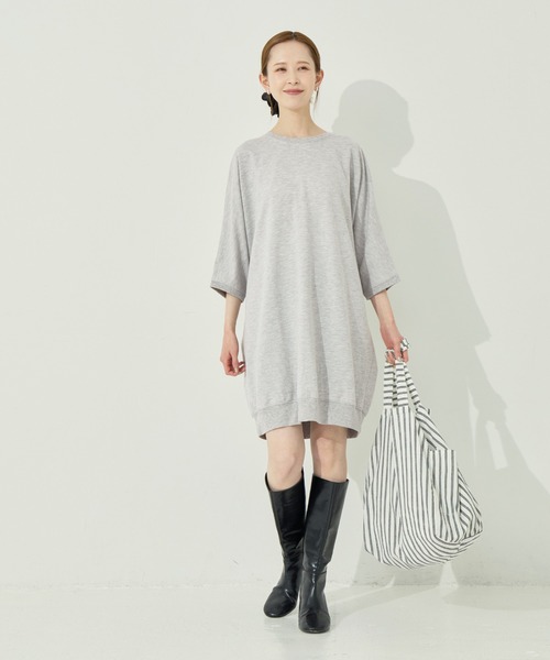 coca(coca)(コカ)の「ミニ裏毛ドルマンスリーブチュニック(チュニック・レディース・グレー/ブラック・M/L)」の3枚目の写真